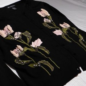 Summer-weight Embroidered Rose Sweater
